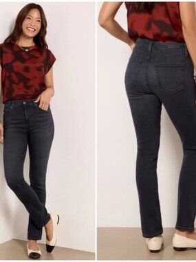 Women AG Adriano Goldschmied Black (Item-11) Mari Mid Rise Slim Straight Jean 25